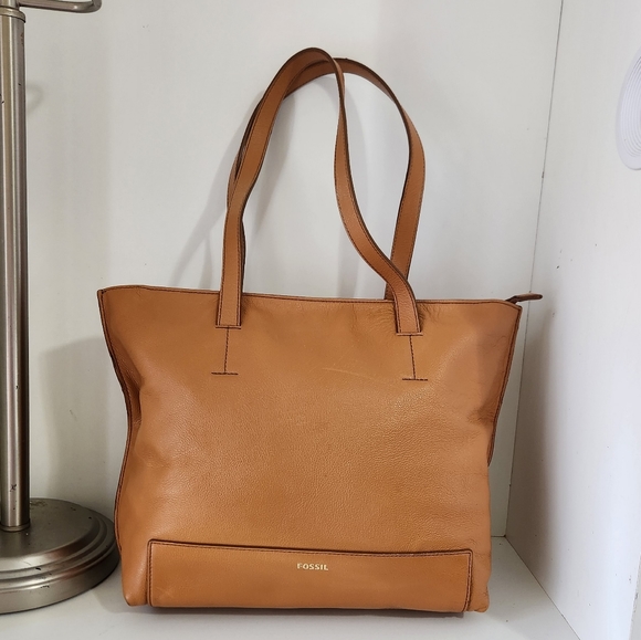 Fossil Handbags - Fossil Tan Pebbled Leather Tote Bag